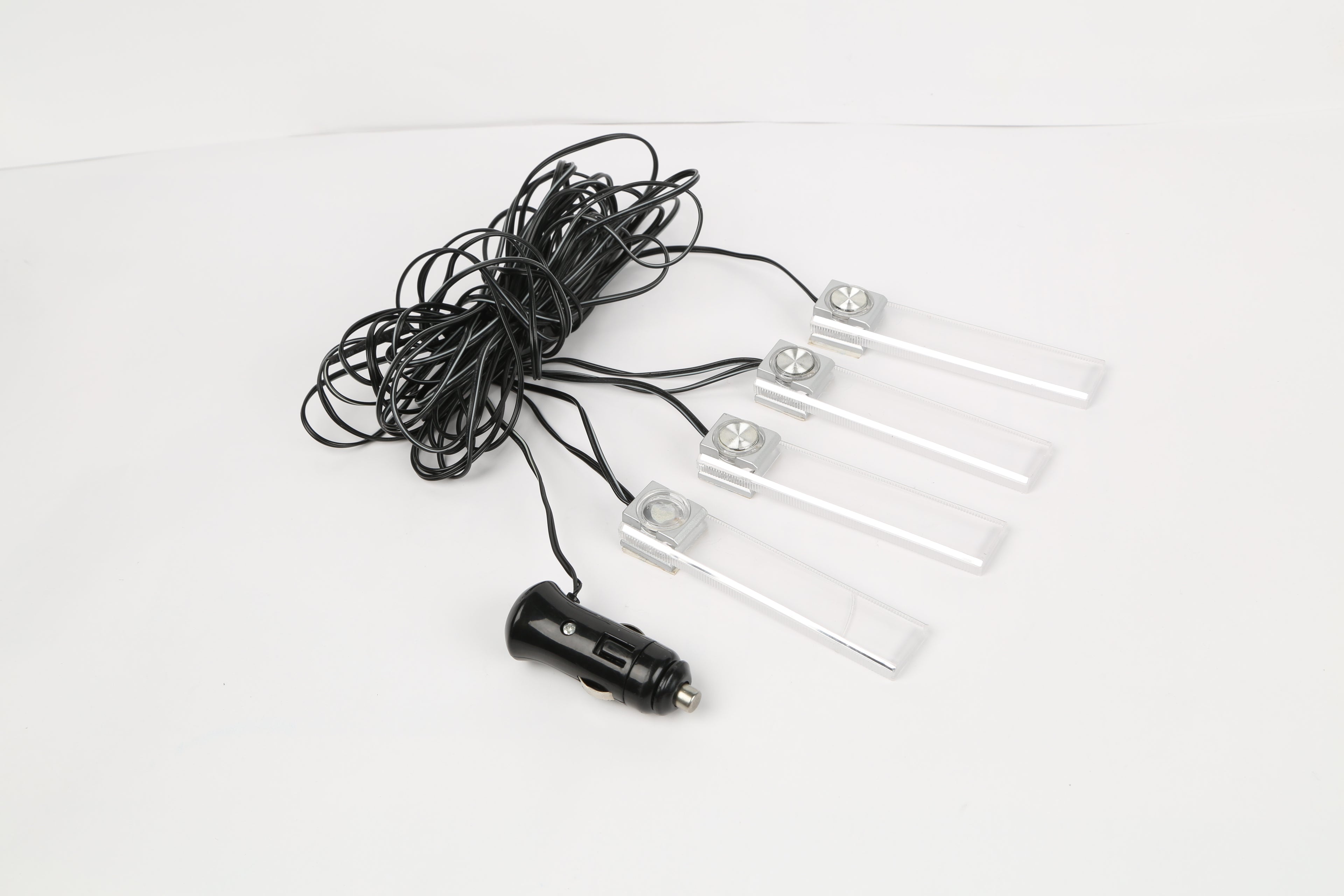 4Pcs Car Interior LED Atmosphere Light Car Charge Decorative Lamp DC 12V Blue Light