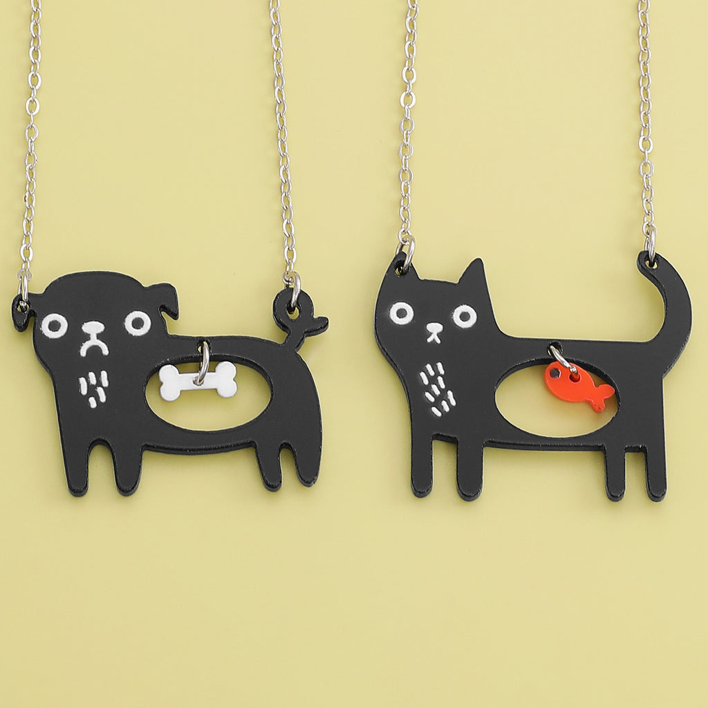 Cute Dog Cat Cartoon Necklace Ins Creative Collarbone Chain