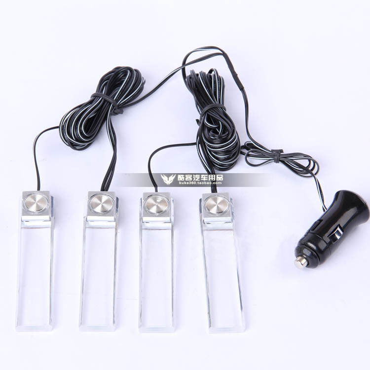 4Pcs Car Interior LED Atmosphere Light Car Charge Decorative Lamp DC 12V Blue Light